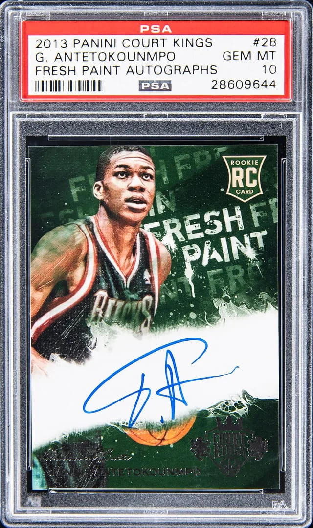 2013-14 Panini Court Kings Giannis Antetokounmpo Fresh Paint Autographs #28 card image