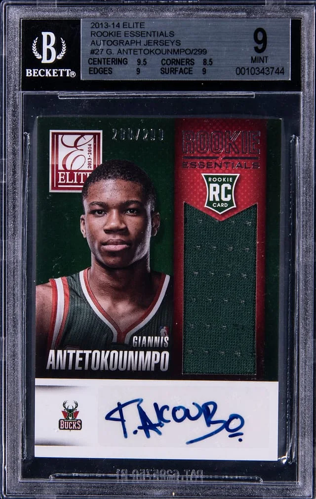 2013-14 Panini Donruss Giannis Antetokounmpo Elite Essentials Autograph Jerseys #RE-GA card image