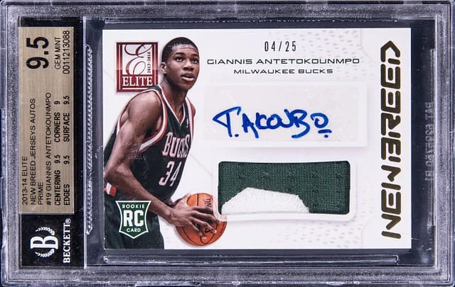 2013-14 Panini Elite Giannis Antetokounmpo New Breed Jerseys Autographs Prime #19 card image
