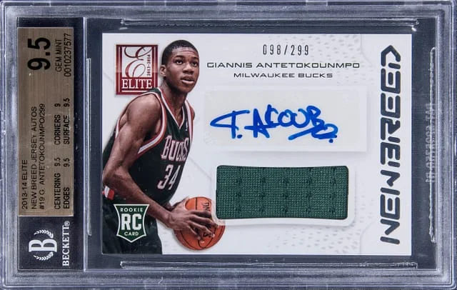2013-14 Panini Elite Giannis Antetokounmpo New Breed Jersey Autographs #GA card image