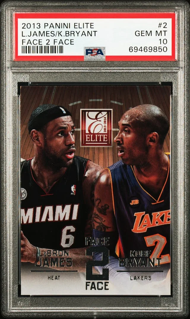 2013-14 Panini Elite LeBron James/Kobe Bryant Face 2 Face #2 card image