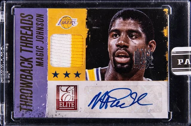 2013-14 Panini Elite Magic Johnson Throwback Threads 2014 Black Box #6 card image