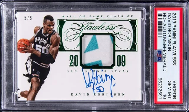 2013-14 Panini Flawless David Robinson Hall of Fame Memorabilia Emerald #HOF-DR card image