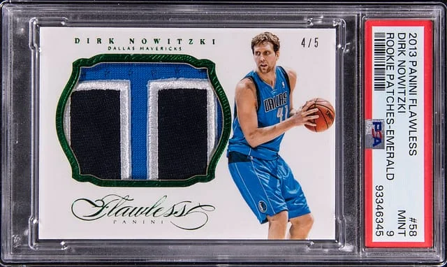 2013-14 Panini Flawless Dirk Nowitzki Patches Emerald #58 card image