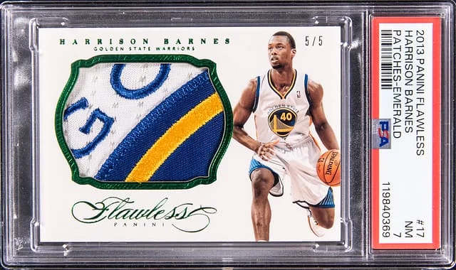 2013-14 Panini Flawless Harrison Barnes Patches Emerald #17 card image
