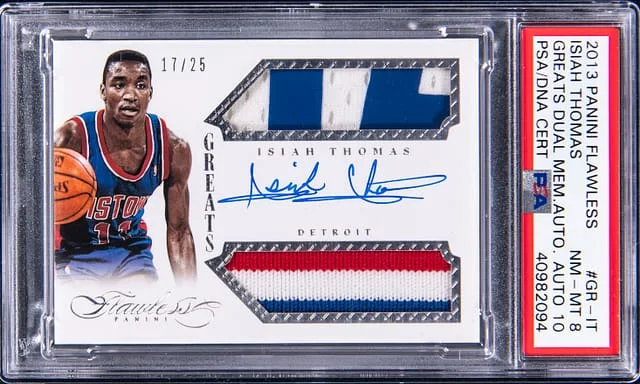 2013-14 Panini Flawless Isiah Thomas Greats Dual Memorabilia Autograph #GR-IT card image
