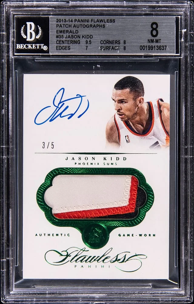 2013-14 Panini Flawless Jason Kidd Patch Autographs Emerald #PA-JK card image