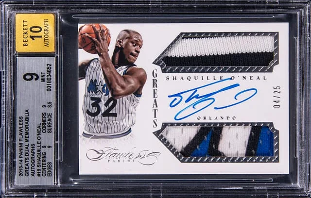 2013-14 Panini Flawless Shaquille O'Neal Great Dual Memorabilia Autographs #GR-SO card image