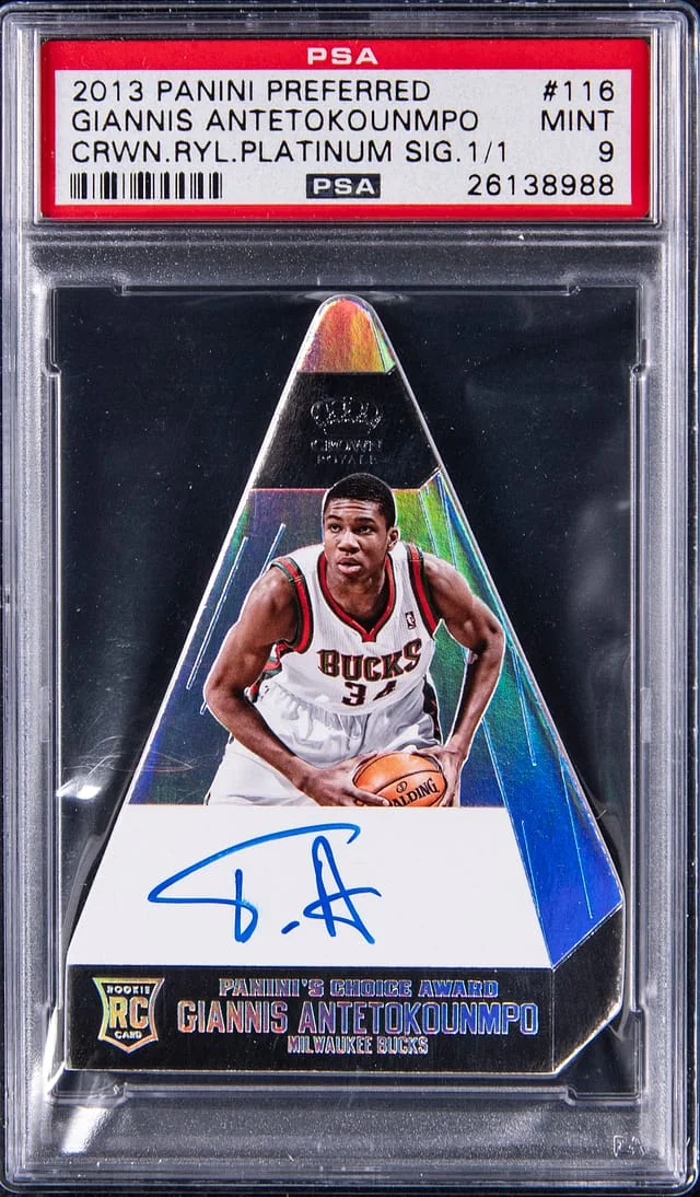 2013-14 Panini Giannis Antetokounmpo Preferred Crown Royale Platinum Signatures #116 card image