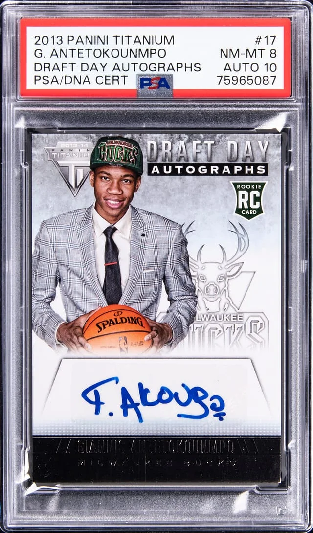 2013-14 Panini Giannis Antetokounmpo Titanium Draft Day Autograph #17 card image
