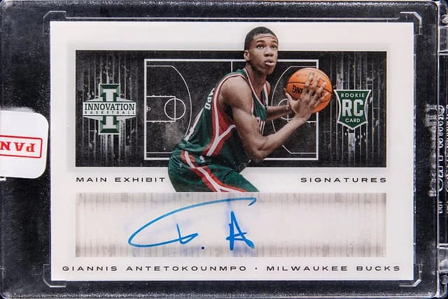 2013-14 Panini Giannis Antetokounmpo Innovation Main Exhibit Signatures Rookies #18 card image