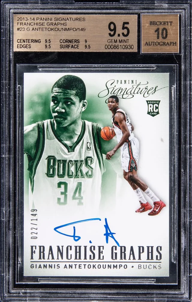 2013-14 Panini Giannis Antetokounmpo Signatures Franchise Graphs Platinum #23 card image