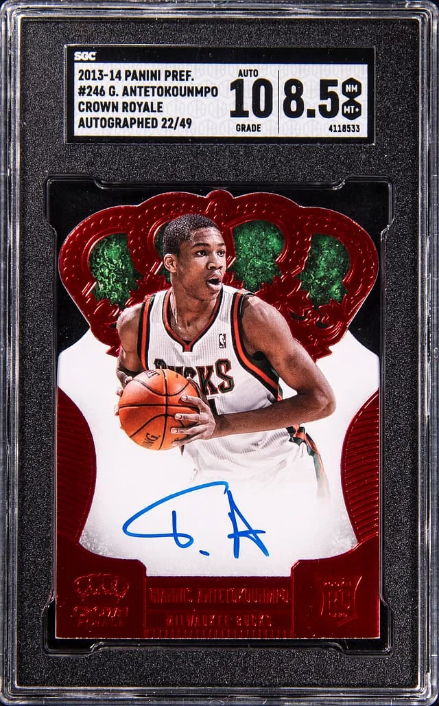 2013-14 Panini Giannis Antetokounmpo Preferred Crown Royale Autograph Red #246 card image