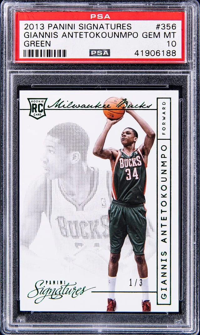 2013-14 Panini Giannis Antetokounmpo Signatures Green #356 card image