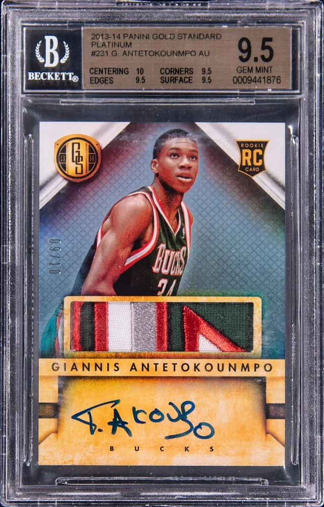 2013-14 Panini Gold Standard Giannis Antetokounmpo Patch Autograph (RPA) Platinum #231 card image