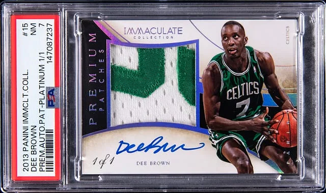 2013-14 Panini Immaculate Collection Dee Brown Premium Patch Autograph Platinum #15 card image