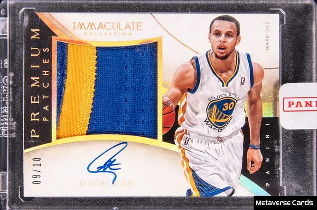 2013-14 Panini Immaculate Collection Stephen Curry Premium Patch Autographs Gold #14 card image