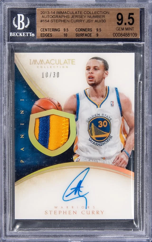 2013-14 Panini Immaculate Collection Stephen Curry Autographs Jersey Number #154 card image