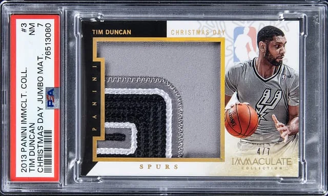 2013-14 Panini Immaculate Collection Tim Duncan Christmas Day Jumbo Materials #3 card image