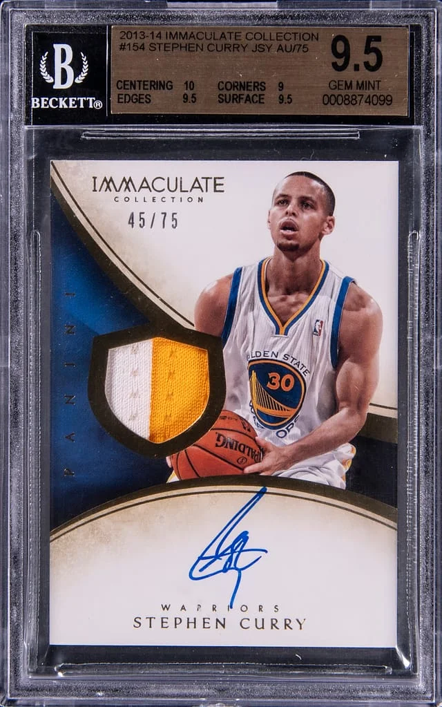 2013-14 Panini Immaculate Stephen Curry Patch Autograph #154 card image
