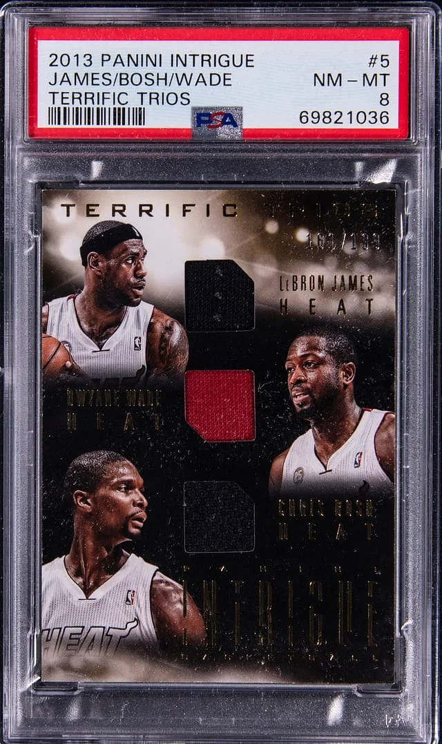 2013-14 Panini James/Bosh/Wade Intrigue Terrific Trios #5 card image