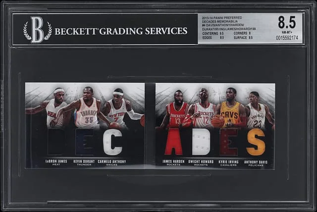 2013-14 Panini James/Durant/Anthony/Harden/Howard/Irving/Davis Relic Booklet Preferred Decades Memorabilia #4 card image