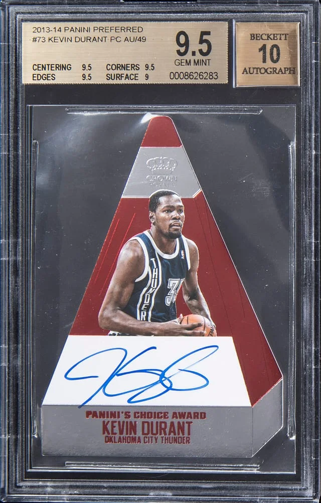 2013-14 Panini Kevin Durant Preferred Panini's Choice Award Die Cut Autograph #73 card image