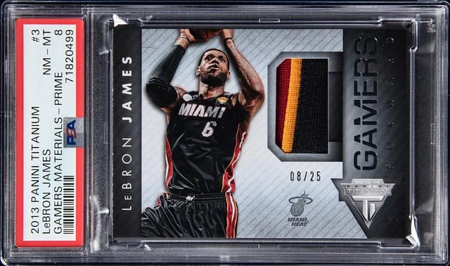 2013-14 Panini LeBron James Titanium Gamers Materials Prime #3 card image