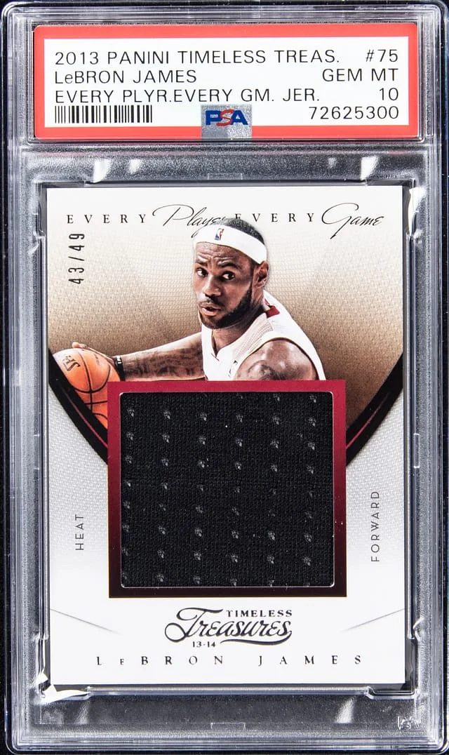 2013-14 Panini LeBron James Timeless Treasures Every Player Every Game Jersey #75 card image