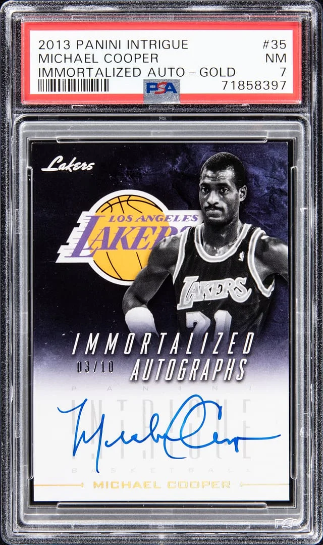 2013-14 Panini Michael Cooper Intrigue Immortalized Autographs Gold #35 card image