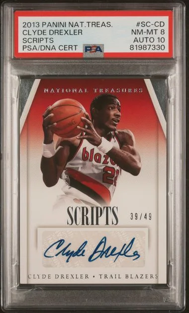 2013-14 Panini National Treasures Clyde Drexler Scripts #SC-CD card image
