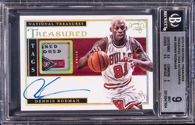 2013-14 Panini National Treasures Dennis Rodman Treasured Tags Autographs #TT-DO card image