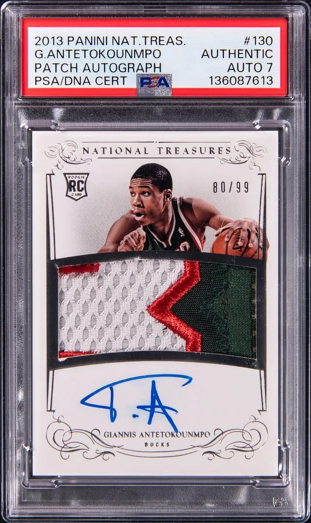 2013-14 Panini National Treasures Giannis Antetokounmpo Patch Autograph (RPA) #130 card image