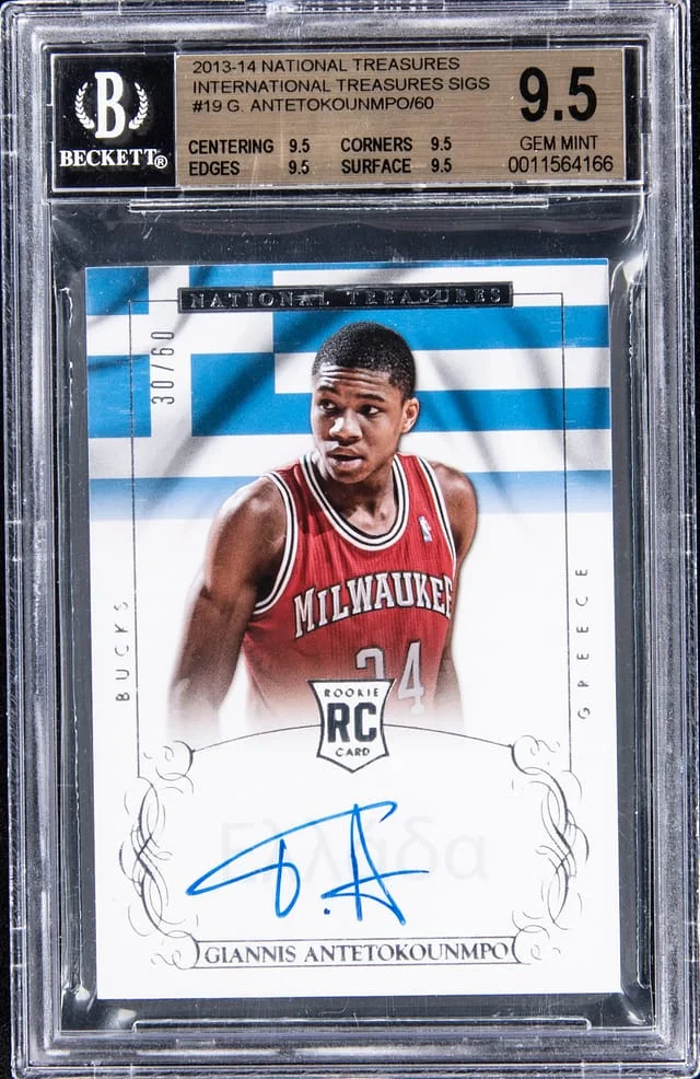 2013-14 Panini National Treasures Giannis Antetokounmpo International Treasures Signatures #IT-GA card image