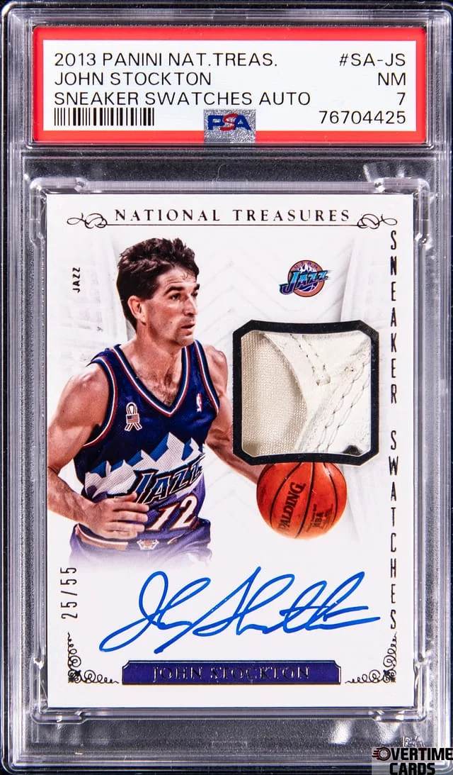 2013-14 Panini National Treasures John Stockton Sneaker Swatches Autograph #SA-JS card image