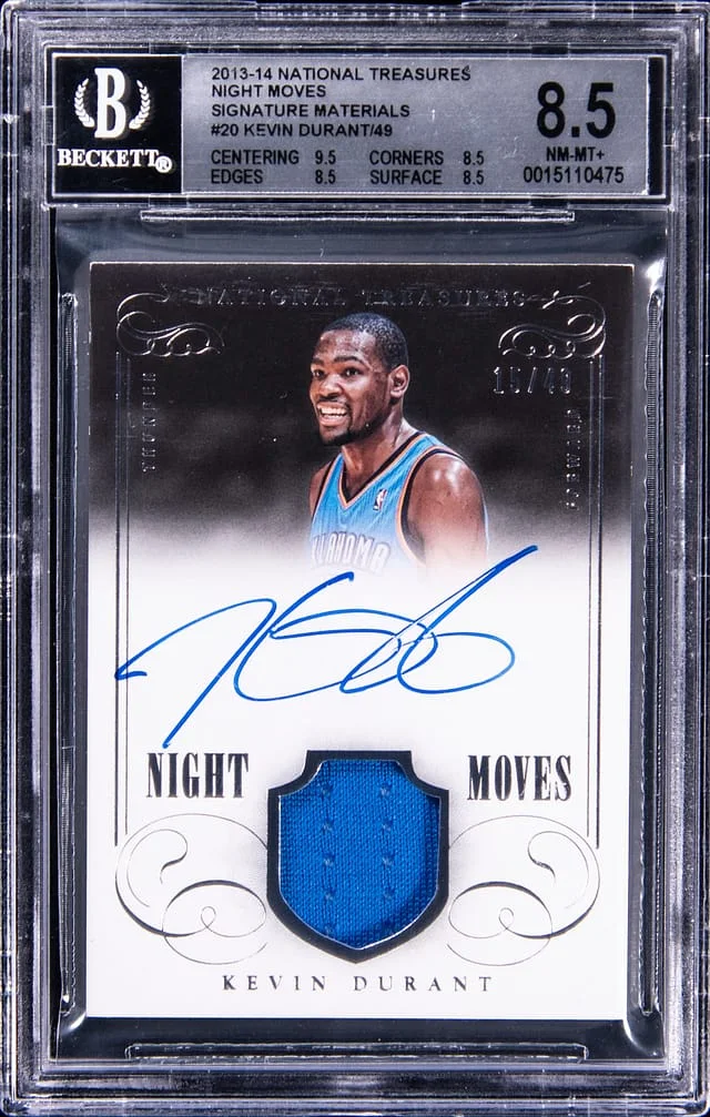 2013-14 Panini National Treasures Kevin Durant Night Moves Signature Materials #NM-KD card image