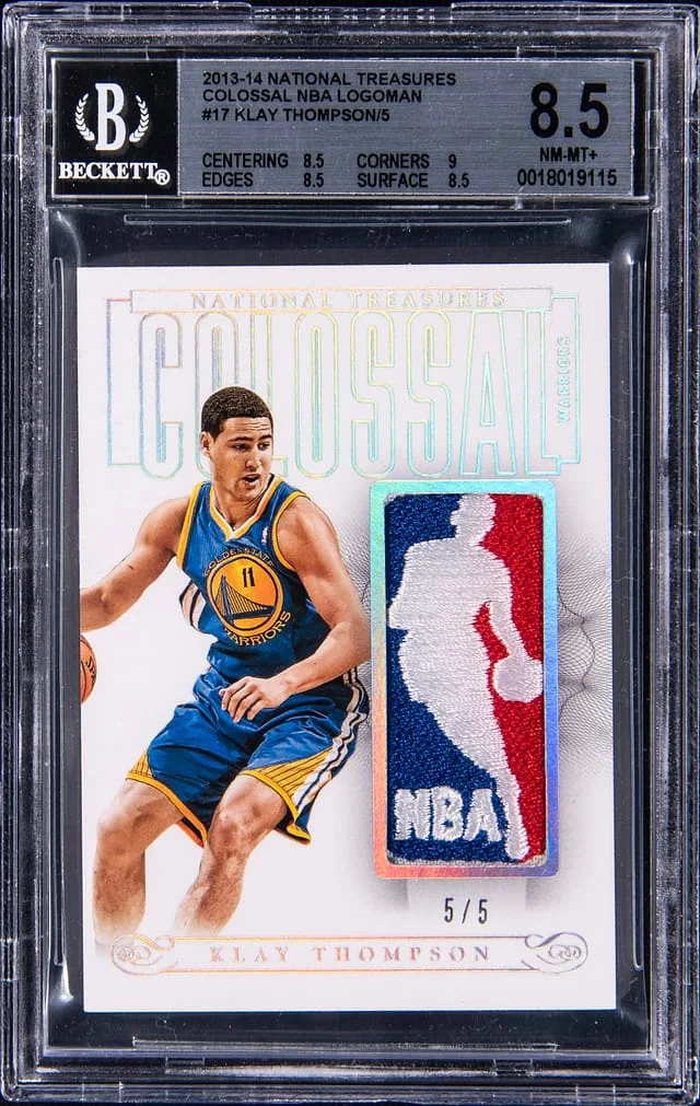 2013-14 Panini National Treasures Klay Thompson Logoman Colossal NBA Logoman #17 card image