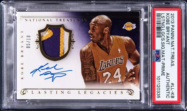 2013-14 Panini National Treasures Kobe Bryant Lasting Legacies Signature Material Prime #LL-KB card image