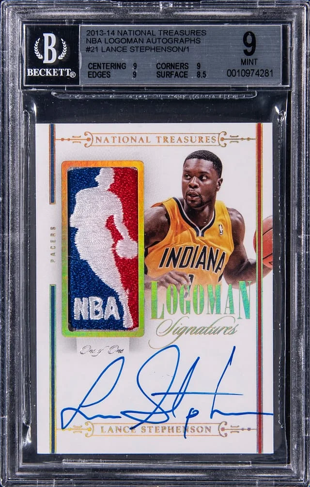 2013-14 Panini National Treasures Lance Stephenson NBA Logoman Autographs #LS-LS card image