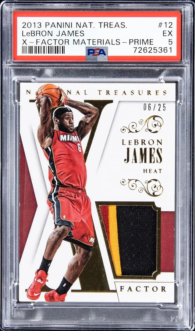 2013-14 Panini National Treasures LeBron James X-Factor Materials Prime #12 card image