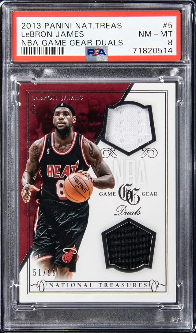 2013-14 Panini National Treasures LeBron James NBA Game Gear Duals #5 card image