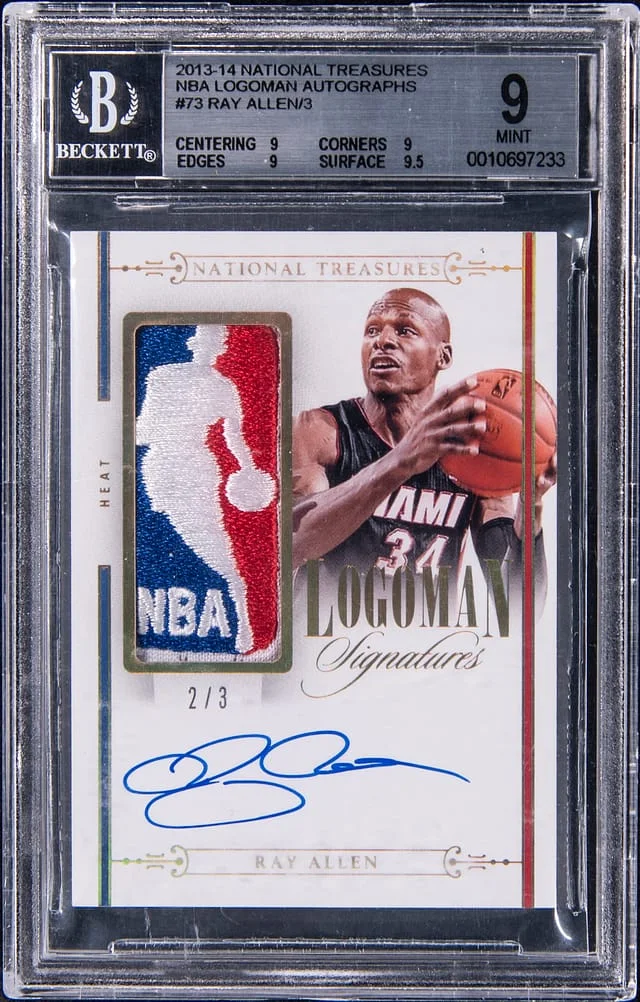 2013-14 Panini National Treasures Ray Allen NBA Logoman Autographs #73 card image