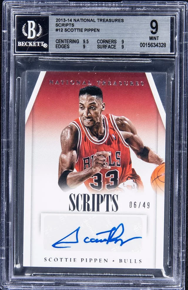 2013-14 Panini National Treasures Scottie Pippen Scripts #SC-SP card image