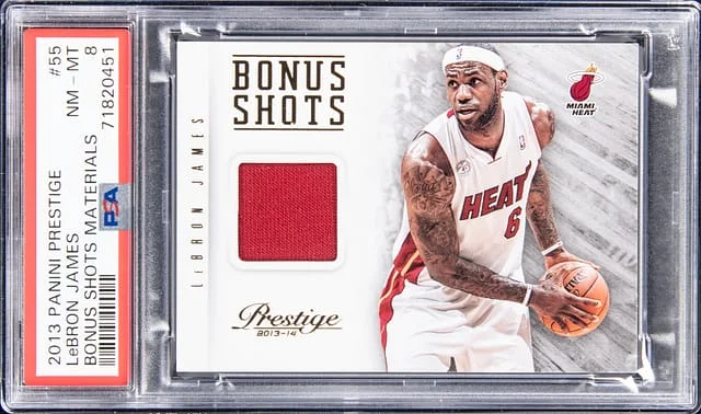 2013-14 Panini Prestige LeBron James Bonus Shots Materials #55 card image