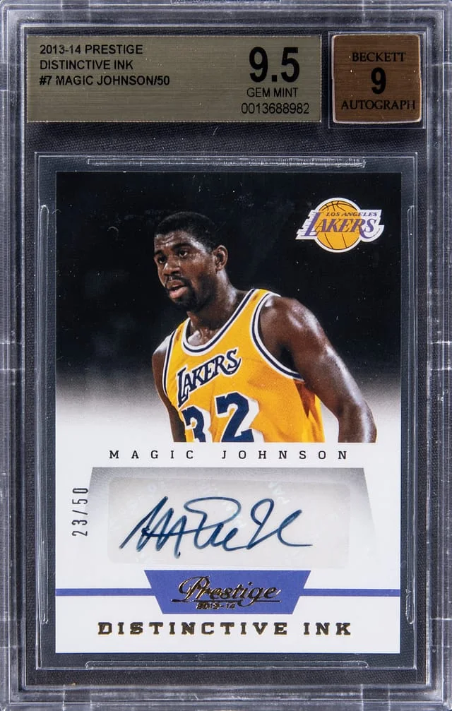 2013-14 Panini Prestige Magic Johnson Distinctive Ink #7 card image
