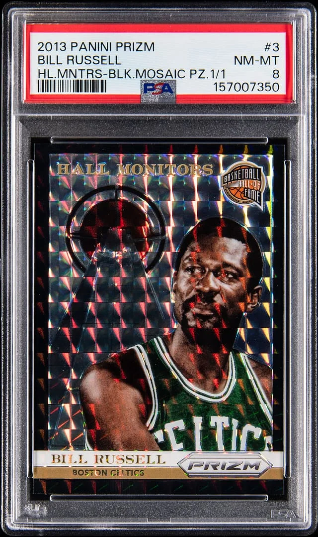 2013-14 Panini Prizm Bill Russell Hall Monitors Black Mosaic Prizm #3 card image