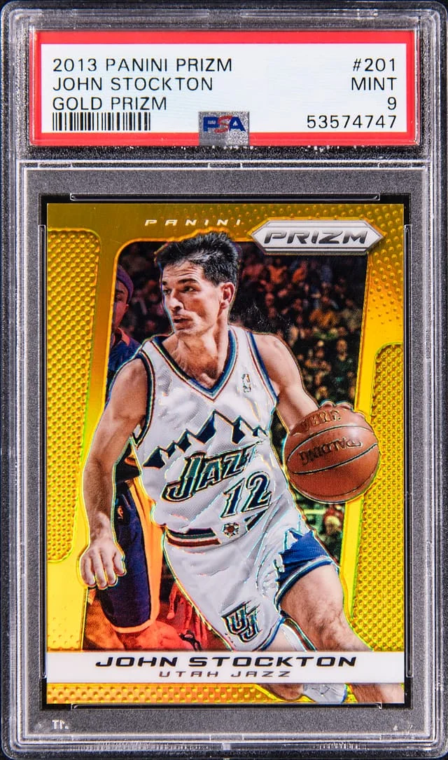 2013-14 Panini Prizm John Stockton Gold Prizm #201 card image