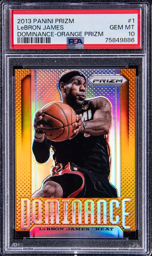 2013-14 Panini Prizm LeBron James Dominance Orange Prizm #1 card image