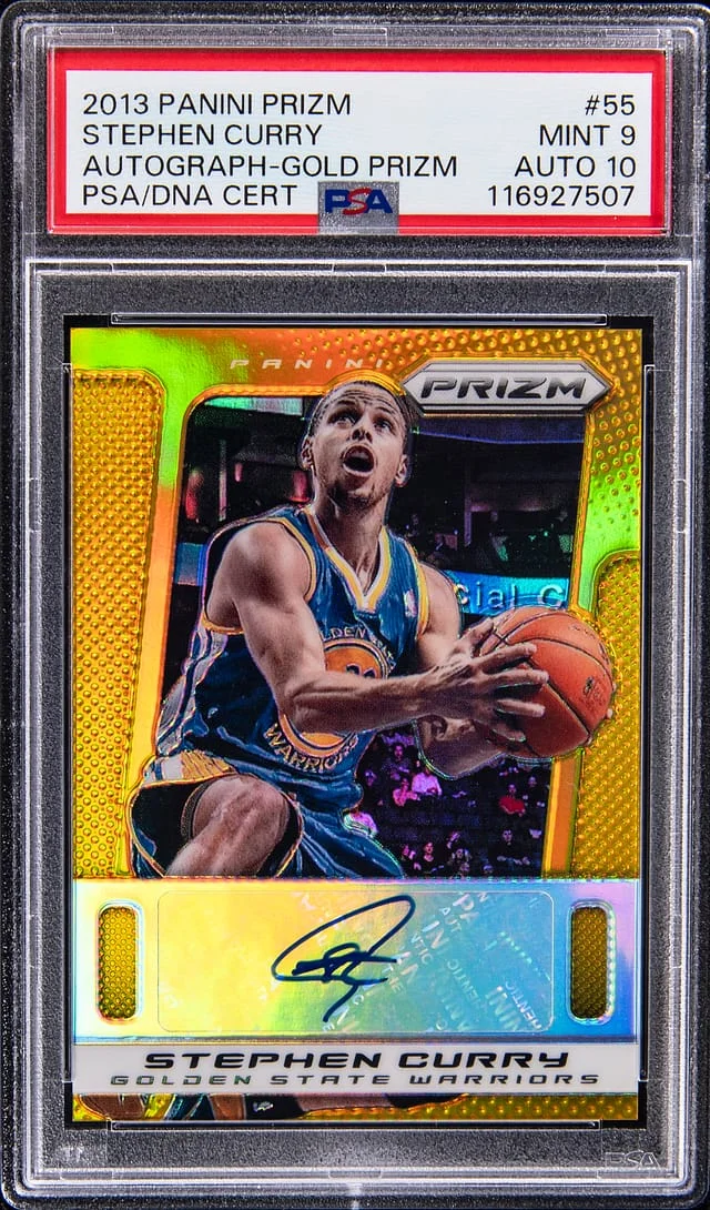 2013-14 Panini Prizm Stephen Curry Autograph Gold Prizm #55 card image
