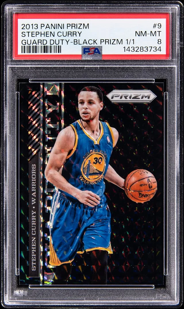 2013-14 Panini Prizm Stephen Curry Guard Duty Black Prizm #9 card image